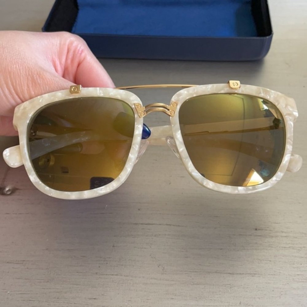 Tyche + Iset Rio Oversized Sunglasses in Pearl White
